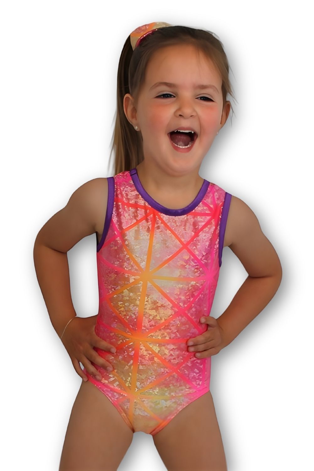 Turnpakje roze oranje hologram - Blom Turnpakjes