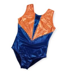 turnpakje blauw oranje glitter spandex
