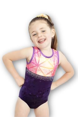 Turnpakje paars velours - blom Turnpakjes