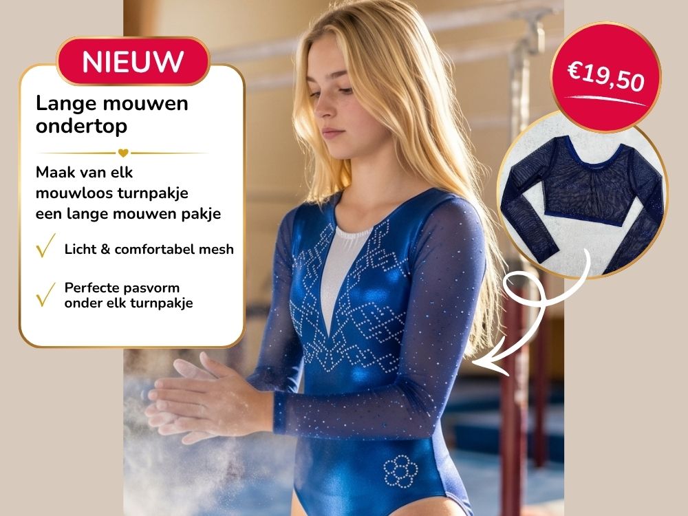 lange mouwen ondertop voor turnpakje. 2 in 1 oplossing